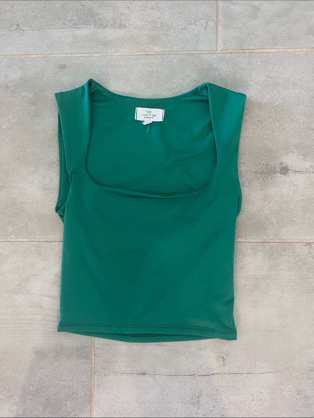 Green Square Neck top